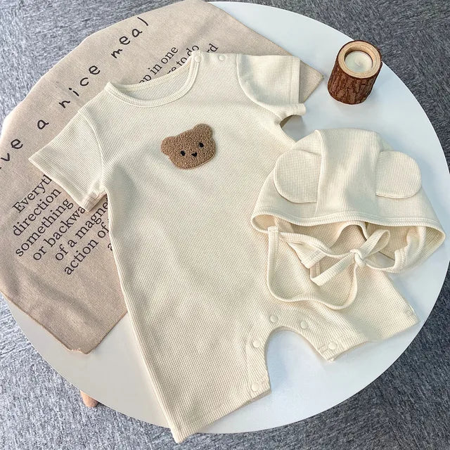 Charming Patch Bear Baby Romper Set