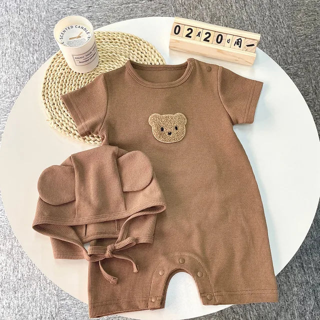 Charming Patch Bear Baby Romper Set